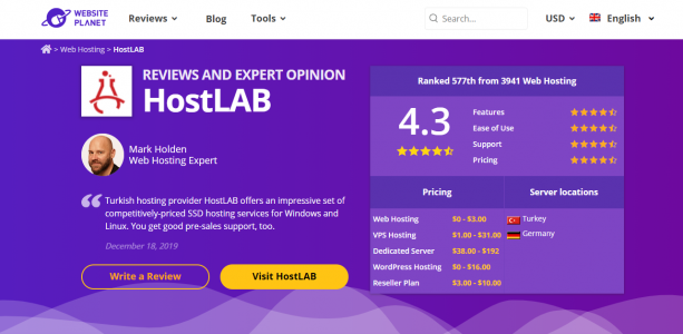 Dünyaca Ünlü Test Sitesi HostLAB’ı Puanladı!